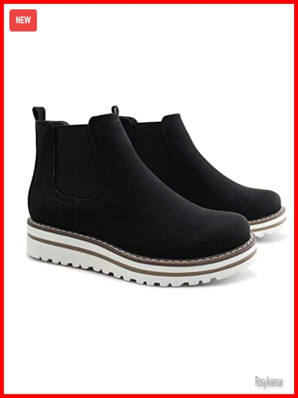 Chelsea Elastic Ankle Boots Waterproof Flat Boots with Synthetic Upper